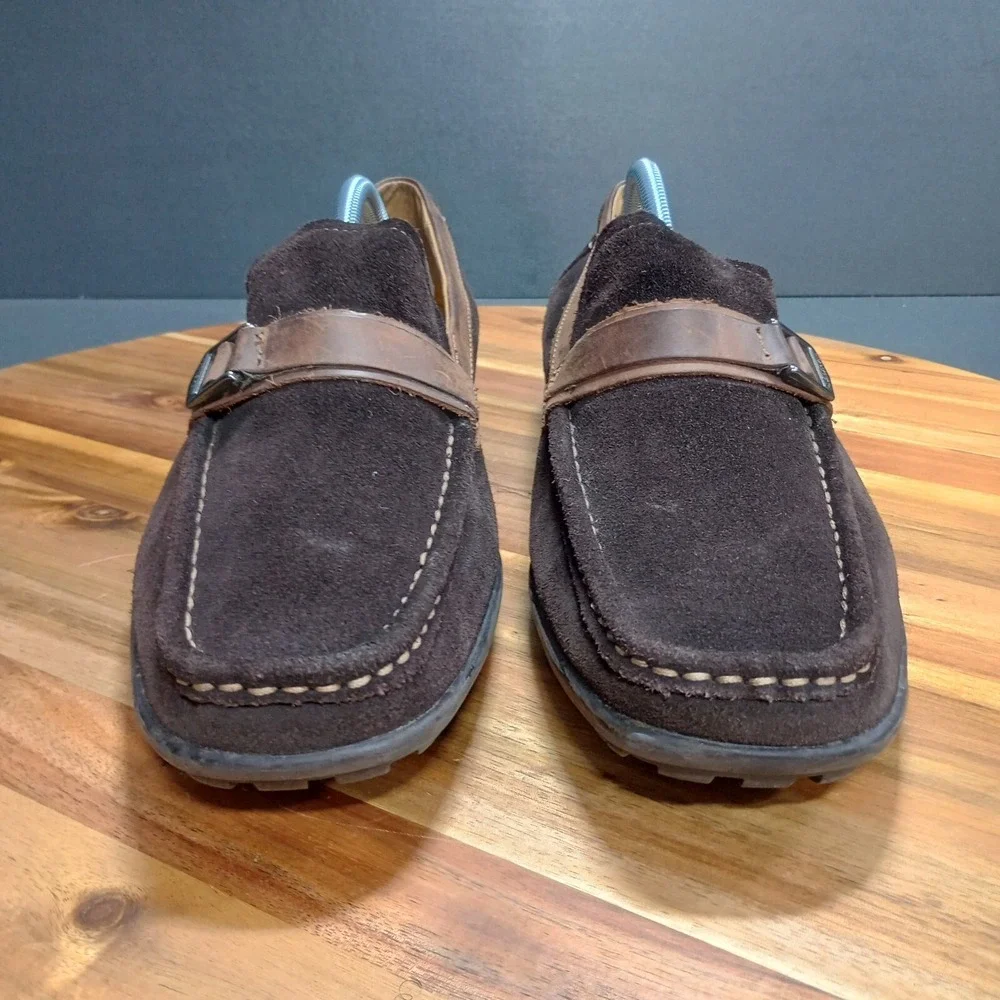 Florsheim Comfortech Driving Loafers Mens Sz 9.5 D Moc Brown Suede Leather Strap